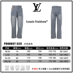 Louis Vuitton pants size chart with measurements and care icons