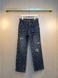 Louis Vuitton pants in dark denim with all-over monogram print, front zipper fly
