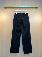 Louis Vuitton dark denim pants, wide-leg fit with front pockets