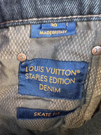 Inside denim label reading “Louis Vuitton Staples Edition Denim” and “Skate Fit”.