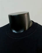 Black Gucci T-shirt crew-neck collar with small button placket, ribbed trim