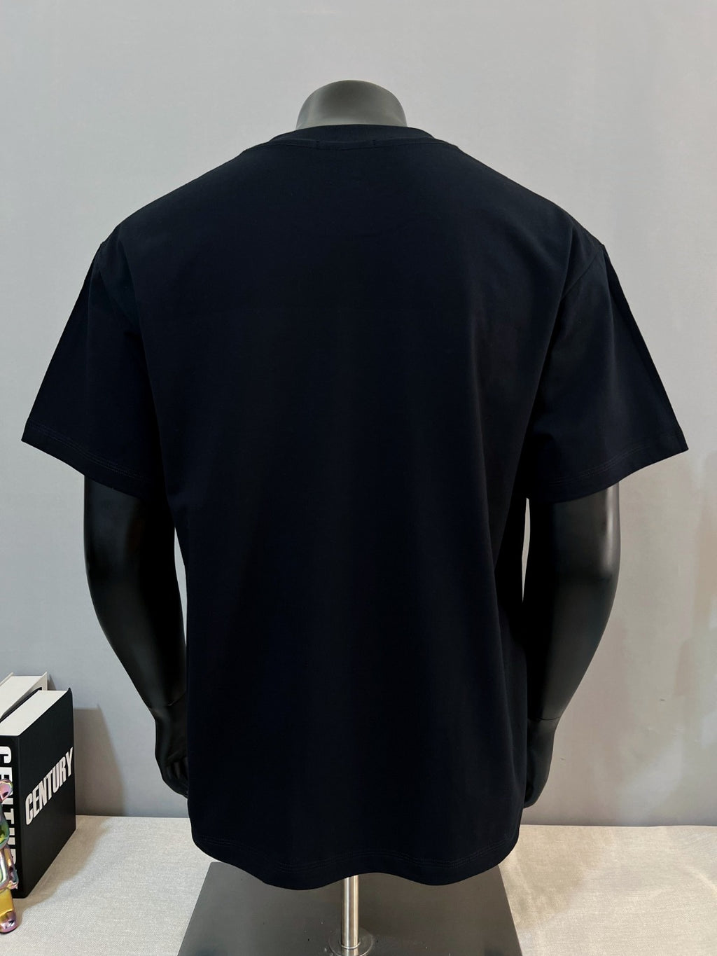 Givenchy black T-shirt back view, plain with crew neckline