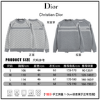 Dior Christian Dior product size chart with sleeve, chest, and length measurements
