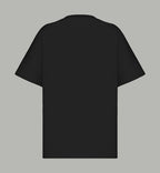 Black short-sleeve T-shirt with crew neck, plain back