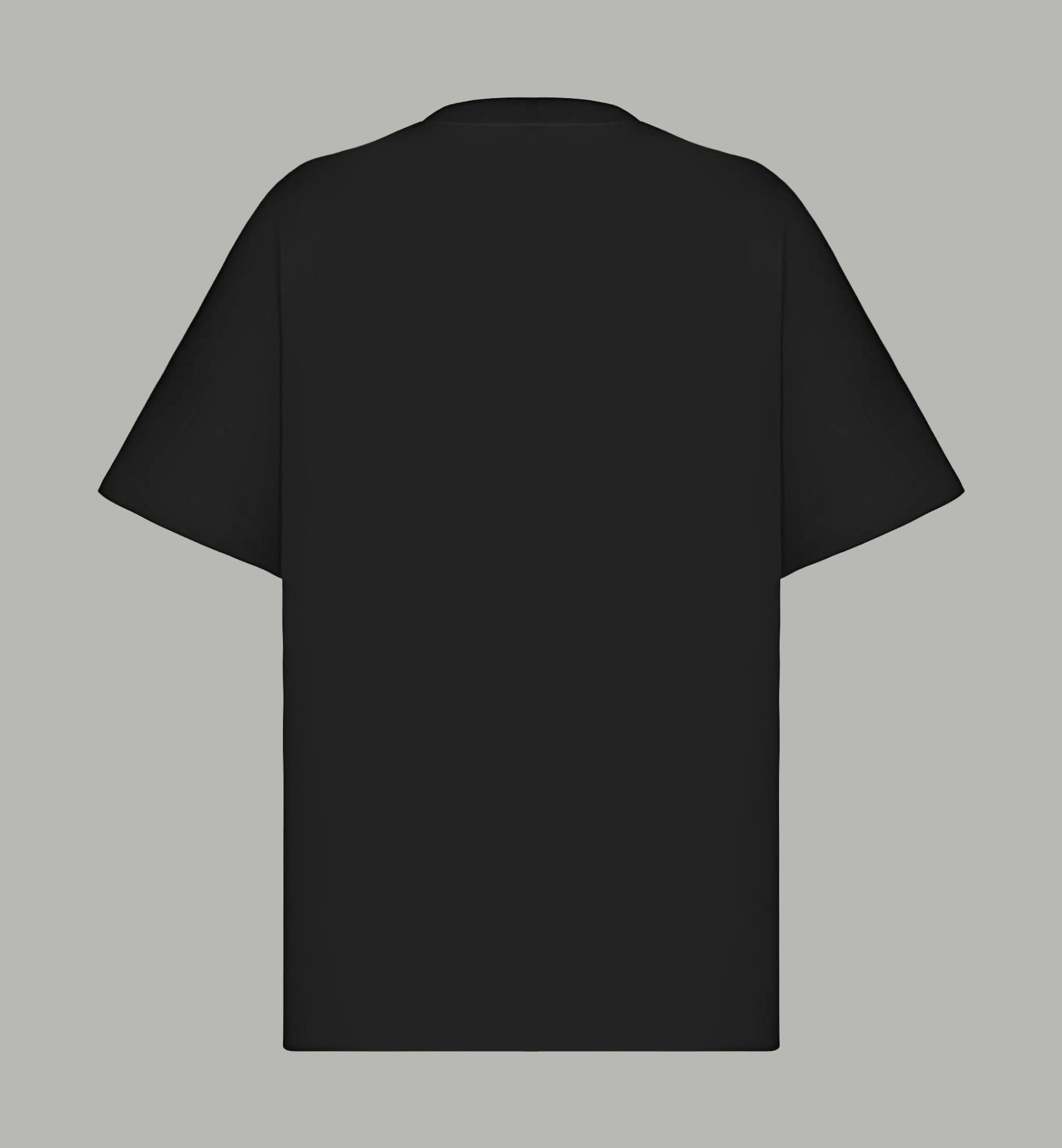 Black short-sleeve crewneck T-shirt, plain back view