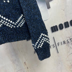 Louis Vuitton navy knit jacket sleeve cuff with white diamond pattern