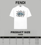 White crewneck short-sleeve T-shirt with Fendi logo graphic on the chest