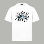 White crewneck T-shirt with colorful Fendi logo graphic on the chest