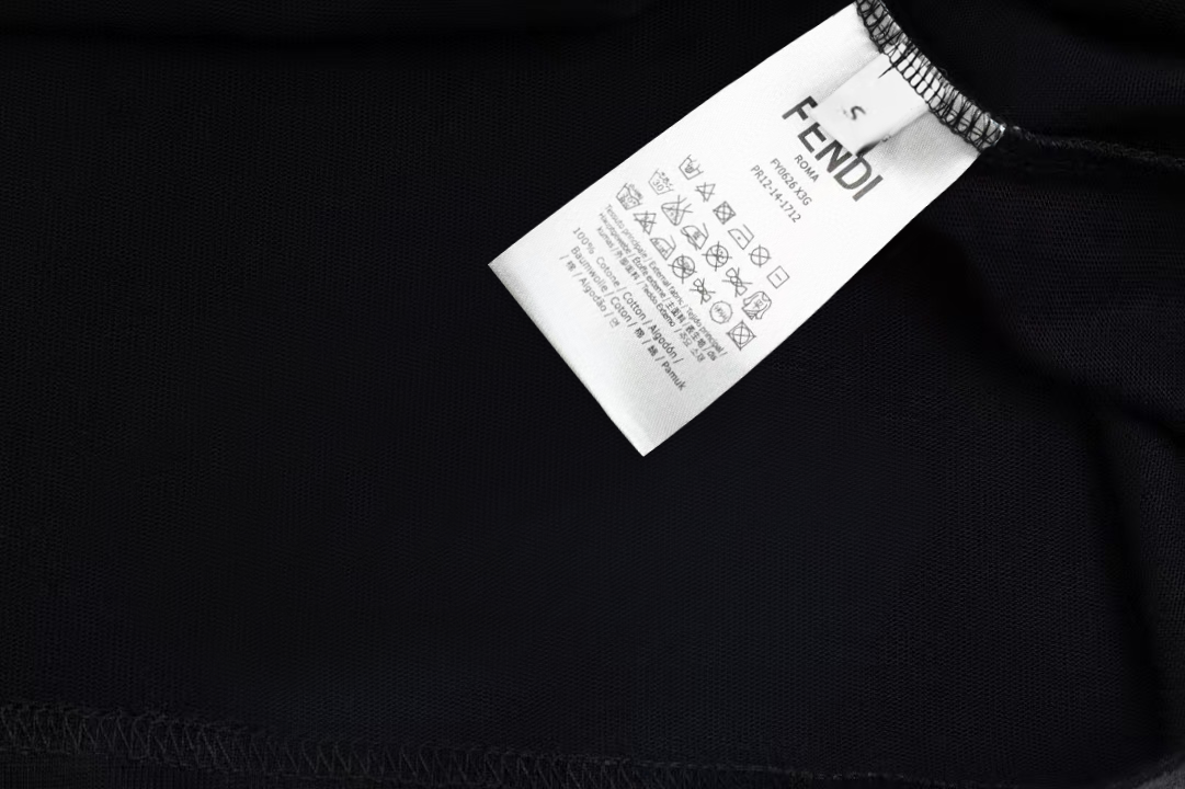 Black Fendi T-shirt care label inside collar