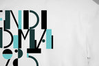 White Fendi T-shirt close-up of large front graphic logo print
