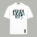 White Fendi short-sleeve T-shirt with multicolor front logo print