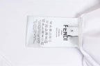 White T-shirt neck label area with size and care tag