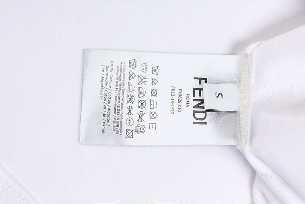 White Fendi T-shirt with size label tag on inside neck