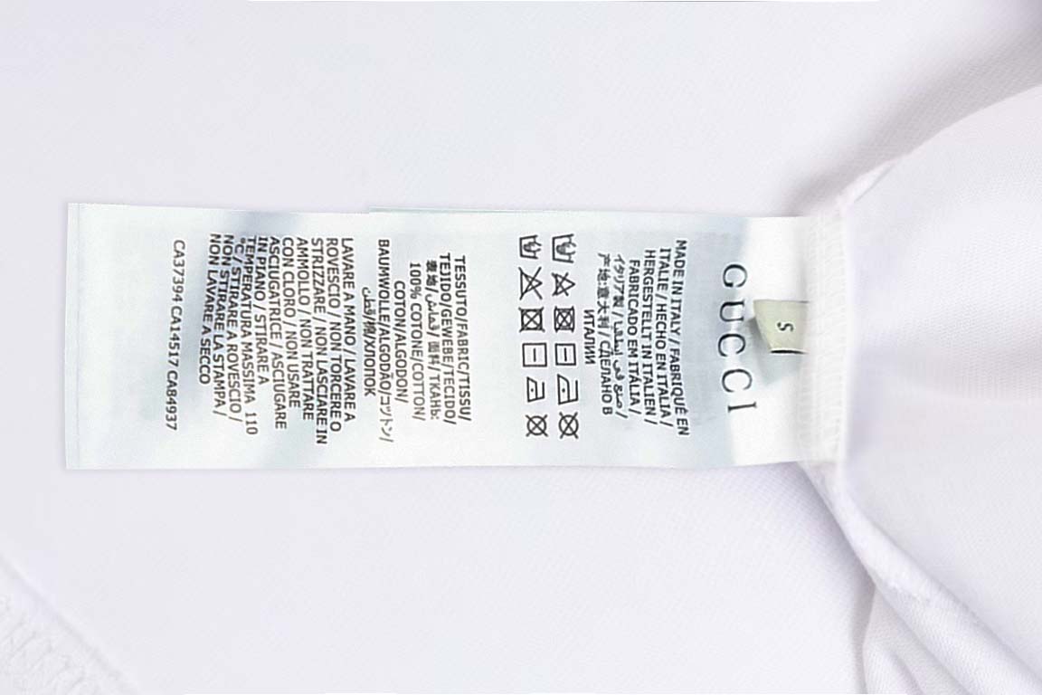 White T-shirt care label inside