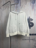 Dior zip hoodie, cream color with hood, full front zipper and side pockets