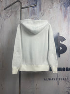 Dior zip hoodie, cream back view with hood and ribbed cuffs