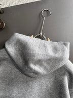 Dior long zip-up hoodie hood drape on hanger in heather gray knit