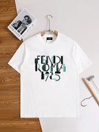 White Fendi short-sleeve T-shirt with colorful Roma 1975 front graphic