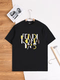 Fendi black short-sleeve T-shirt with colorful FENDI ROMA 1975 front graphic