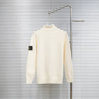 Stone Island cream knit cardigan back view with full-length button band