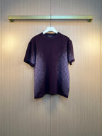 Louis Vuitton short-sleeve crewneck top in dark purple knit with light speckle print