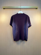 Louis Vuitton short-sleeve crewneck top in dark purple knit with speckle graphic finish