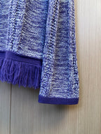 Louis Vuitton knit sweater sleeve cuff, blue heather with purple fringe trim