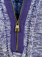Louis Vuitton full-zip collar with gold zipper pull and blue knit lining