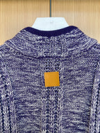 Louis Vuitton knit sweater collar with ribbed trim and tan logo patch