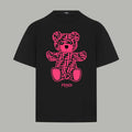 Black Fendi T-shirt with pink graphic bear logo print on the front