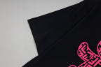 Black Fendi T-shirt with partial pink graphic print on the chest