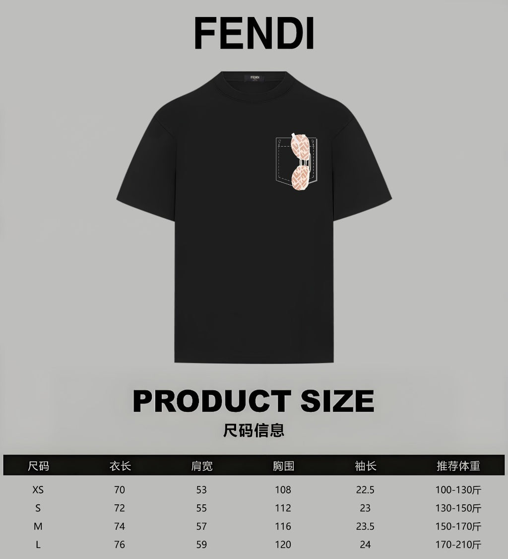 Fendi black short-sleeve T-shirt with chest graphic