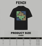 Black FENDI short-sleeve T-shirt with multicolor geometric chest graphic