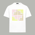 Fendi white T-shirt with multicolor logo graphic on chest