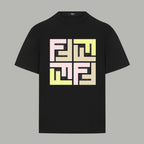 Black Fendi short-sleeve T-shirt with multicolor geometric logo print