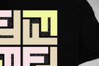 Black Fendi T-shirt front with large multicolor geometric logo
