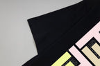 Black Fendi T-shirt sleeve with partial multicolor logo graphic