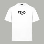 White Fendi short-sleeve T-shirt with FENDI ROMA chest print