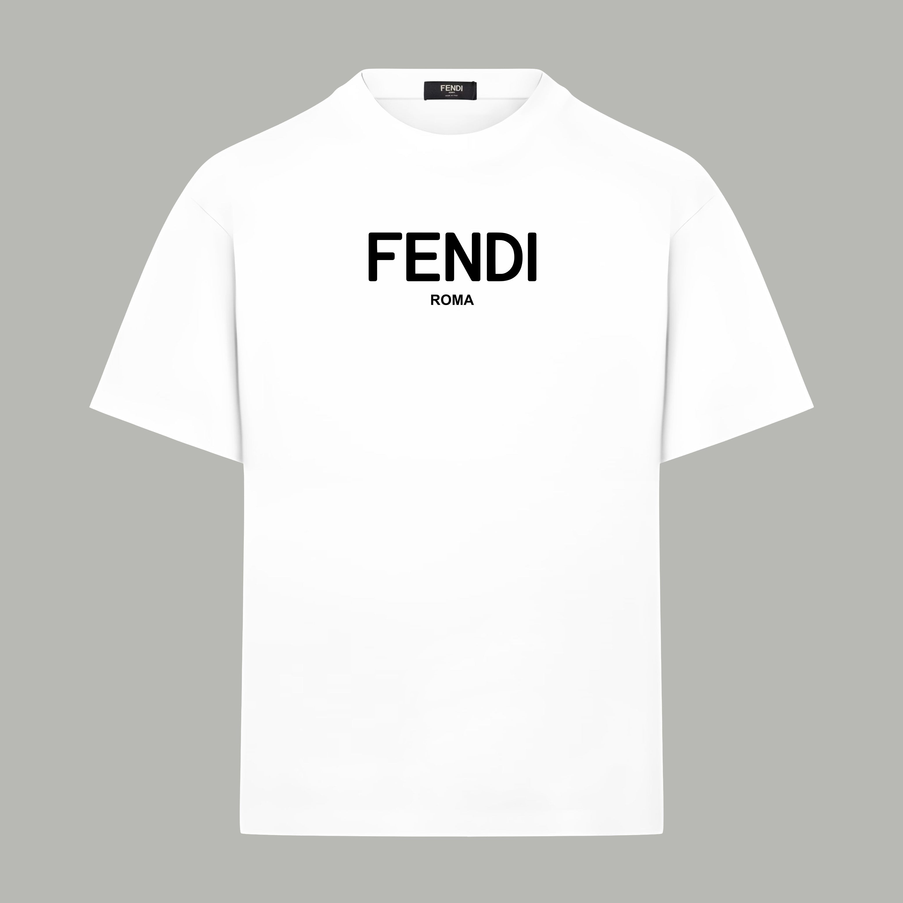 White Fendi short-sleeve T-shirt with FENDI ROMA chest print