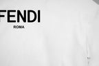 White T-shirt chest with partial FENDI ROMA text print