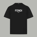 Black Fendi crewneck T-shirt with large FENDI ROMA front print