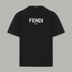 Black Fendi crewneck T-shirt with large FENDI ROMA front print
