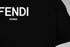 Black Fendi T-shirt with close-up of FENDI ROMA chest logo
