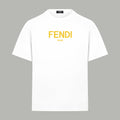 White Fendi short-sleeve T-shirt with FENDI Roma logo on chest