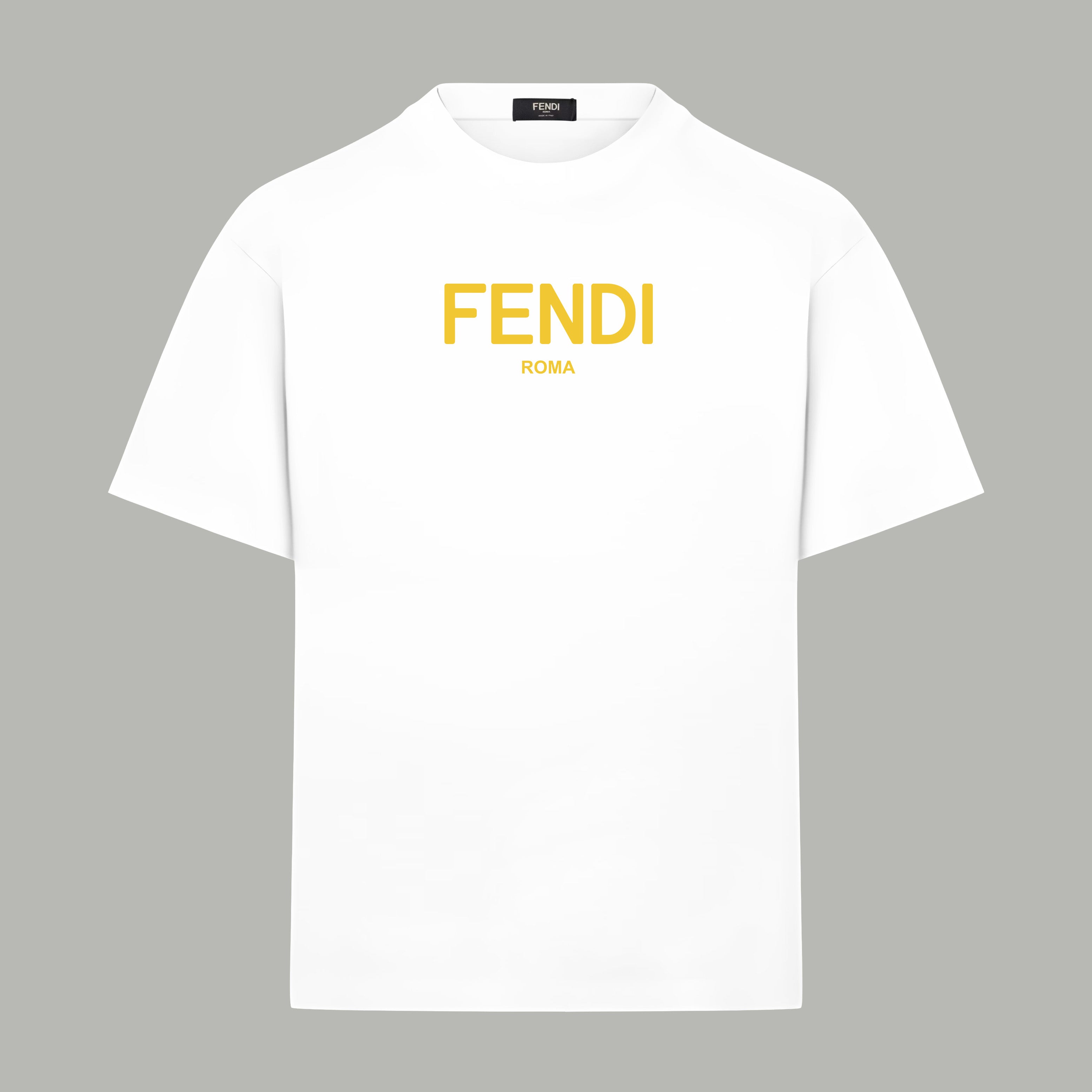 White Fendi short-sleeve T-shirt with FENDI Roma logo on chest
