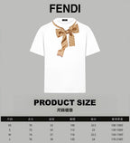 White short-sleeve top with FENDI monogram bow, front view