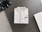 Dior long-sleeve shirt, white, stand collar and button-front placket
