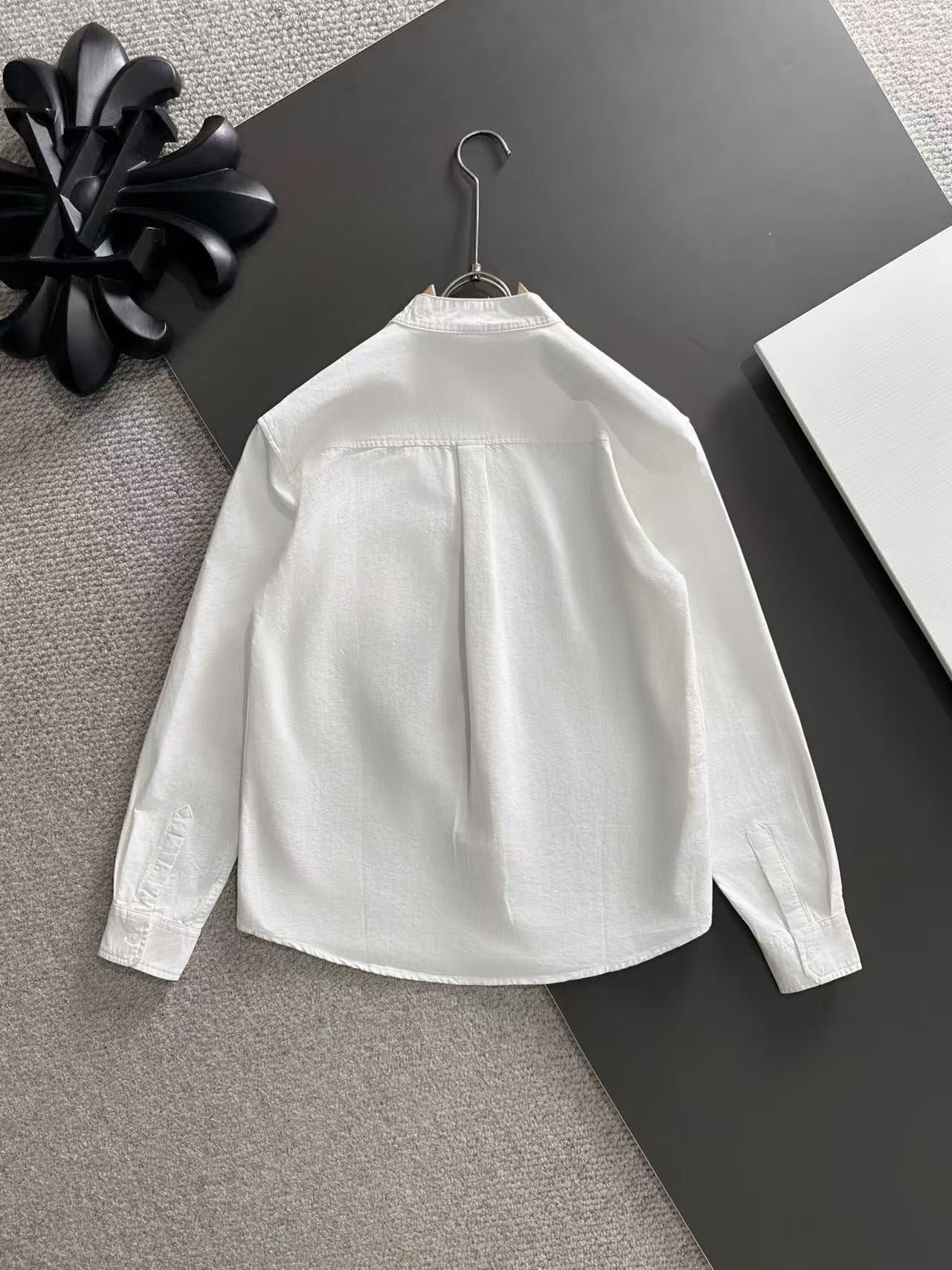 Dior long-sleeve shirt, white, gathered back yoke and button closure