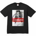Black graphic T-shirt with Supreme photo print
