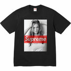 Black graphic T-shirt with Supreme photo print
